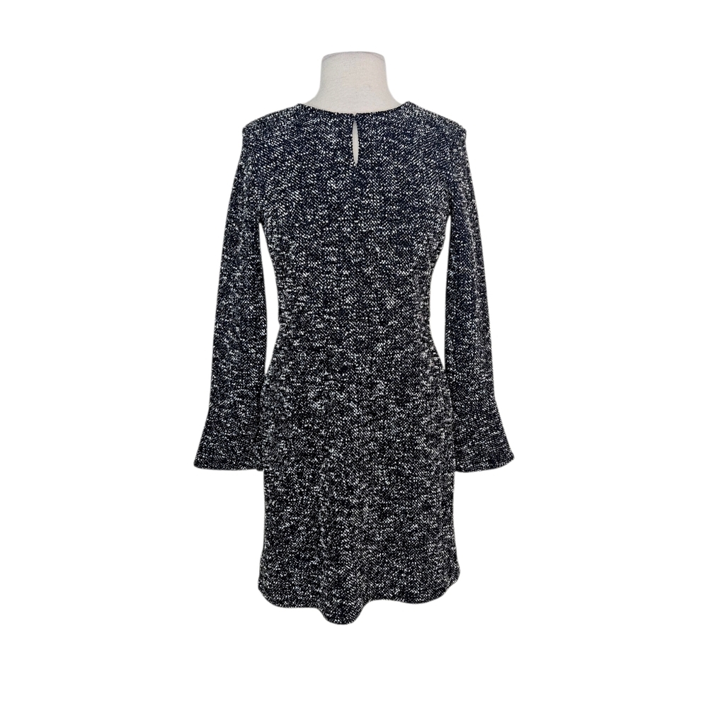 Ann Taylor Black & White Boucle Bell Sleeve Dress